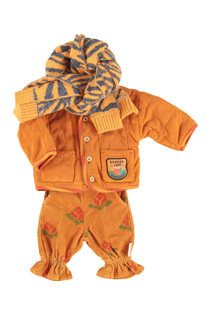 Baby Trousers with Ruffles Camel with Big Flowers