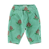 Baby Trousers Green with Big Flowers