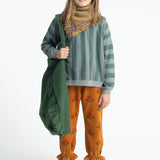 Trousers with Ruffles Camel with Big Flowers