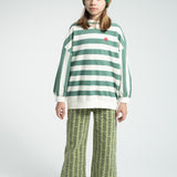 Trousers Green with Black Flowers
