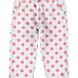 Trousers Light Blue Denim with Red Dots