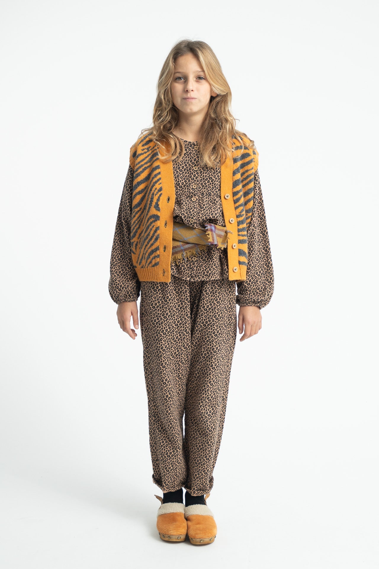 Unisex Trousers Brown with Animal Print